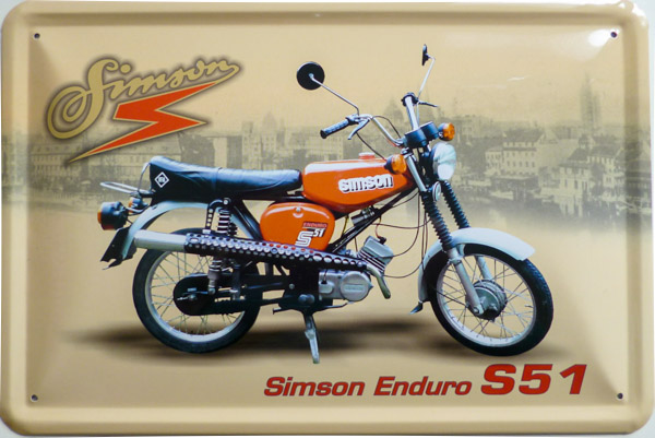 Blechschild Simson S51 Enduro -20x30 cm