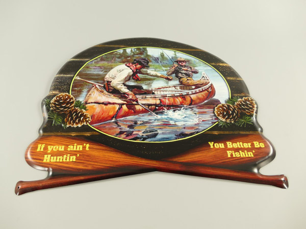 Blechschild Be Fishin Angeln - 50x45 cm