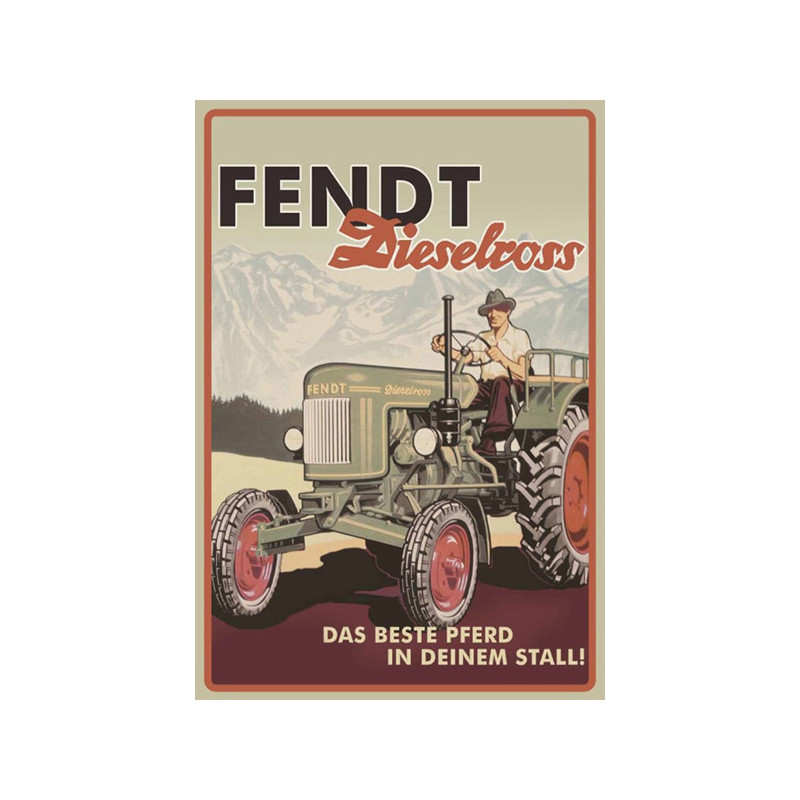 Holzschild Fendt Dieselross - Das beste Pferd Wandbild - 12x18 cm