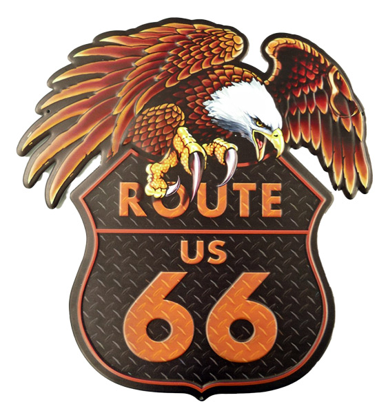 Blechschild Route 66 Adler Biker - 38x40 cm