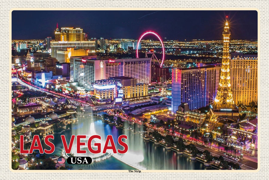 Holzschild Las Vegas The Strip USA Wandbild - 20x30 cm