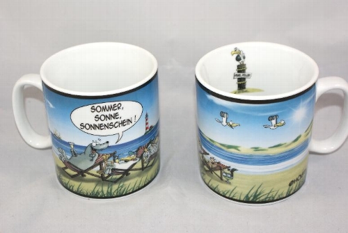 Hösti Jumbo‑Becher „Sommer“ mit fröhlichen Meerestieren und sommerlichem Cartoon‑Look