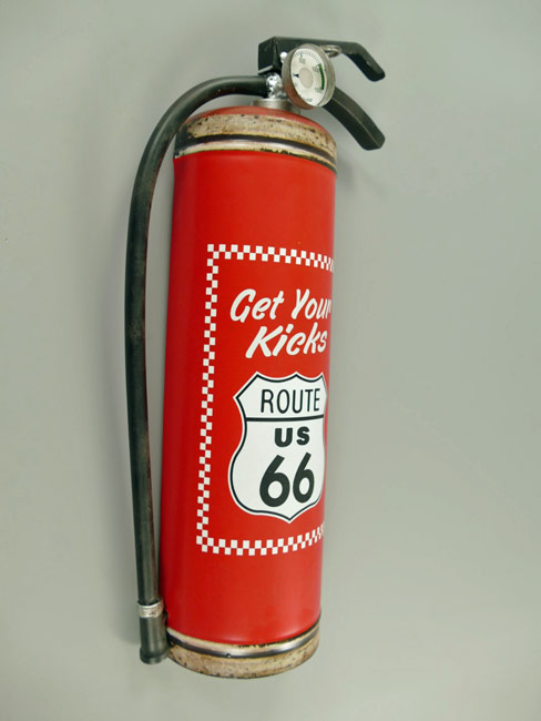 Blechschild Route 66 Feuerlöscher rot - 22x47 cm
