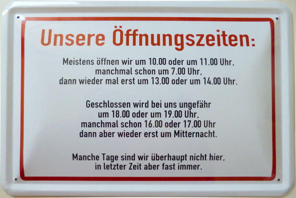 Blechschild Unsere Öffnungszeiten - 20x30 cm
