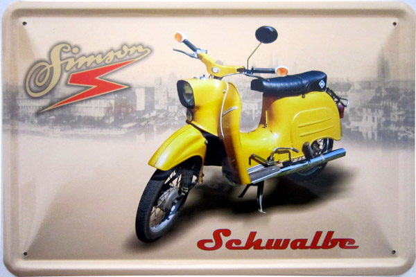 Blechschild Simson Schwalbe gelb - 20x30 cm