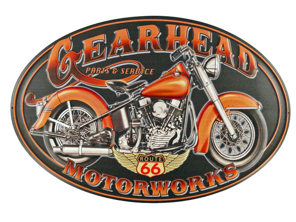 Blechschild Gearhead Motorworks Route 66 - 48x32 cm