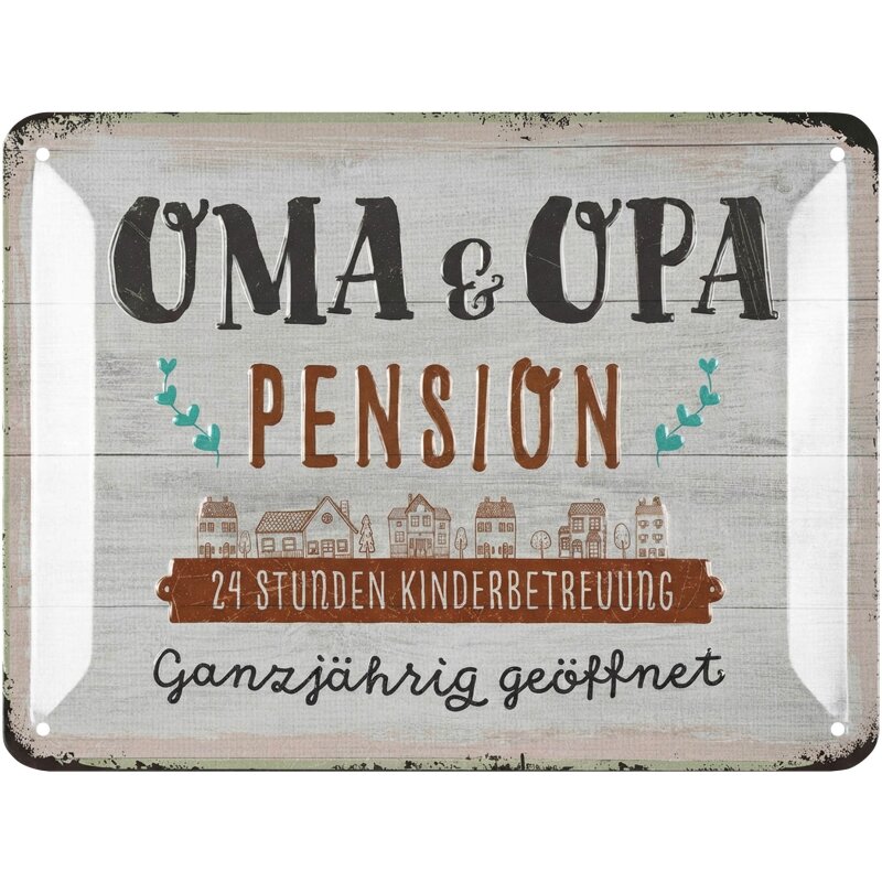 Blechschild Oma & Opa Pension - 15x20 cm