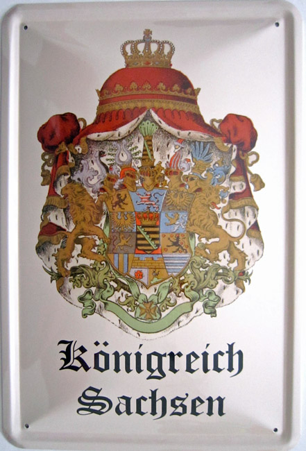 Blechschild Königreich Sachsen Wappen - 20x30 cm