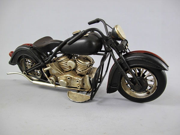 Motorrad schwarz Blechmodell - 28 cm