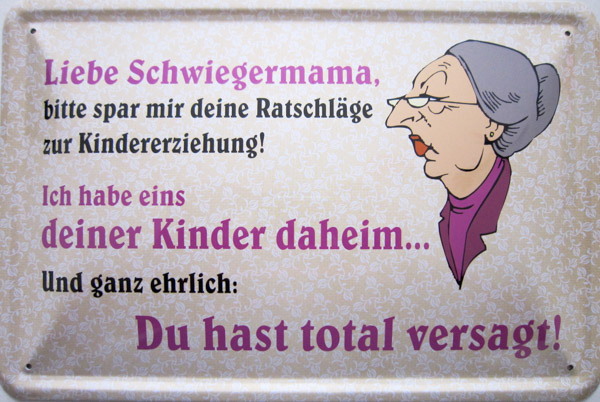Blechschild Liebe Schwiegermama - 20x30 cm