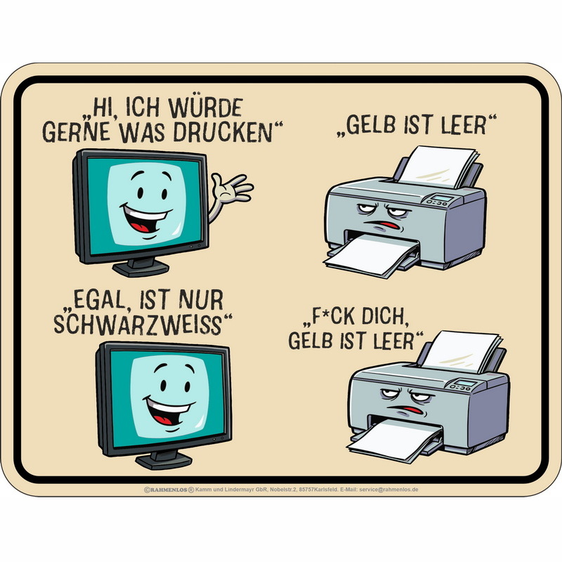 Blechschild Gelb ist leer - RAHMENLOS® - 17x22 cm