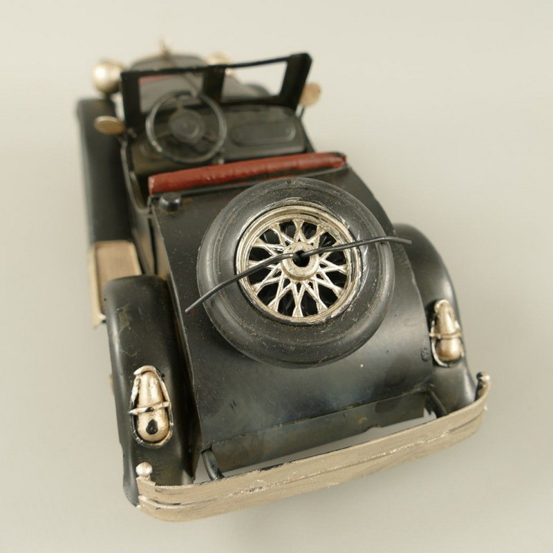 Cabrio Blechauto Schwarz – Nostalgisches Modellauto als stilvolle Deko & Geschenkidee 25 cm