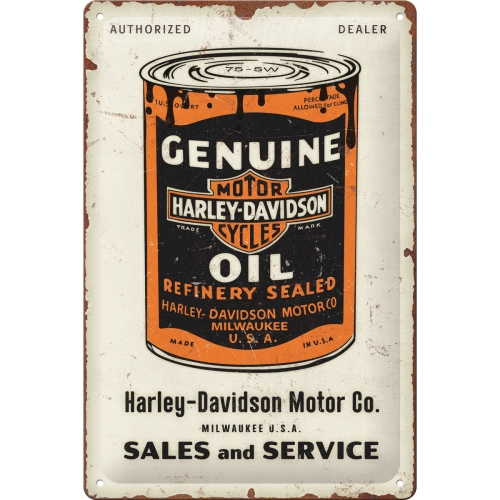 Harley-Davidson Blechschild Genuine Oil Dose - Nostalgic-Art - 20x30 cm