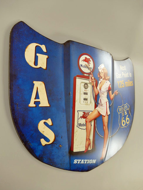 Blechschild Motorhaube Gas Station Route 66 - 40x32 cm