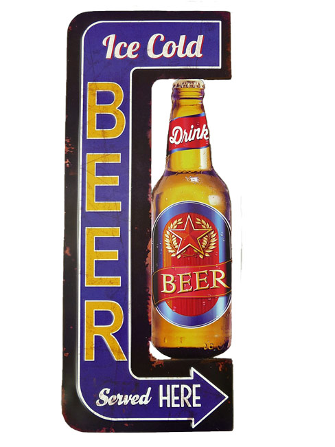 Blechschild Ice Cold Beer - 21x53 cm