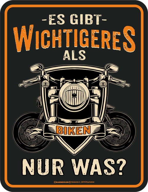 Blechschild Es gibt wichtigeres als Biken - RAHMENLOS® - 17x22 cm