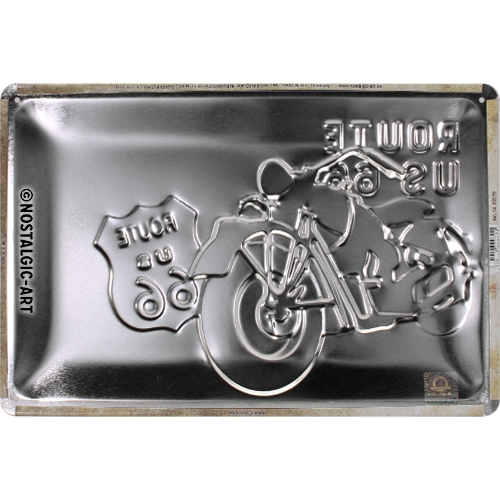 Blechschild Route 66 Bike Map - Nostalgic-Art - 20x30 cm