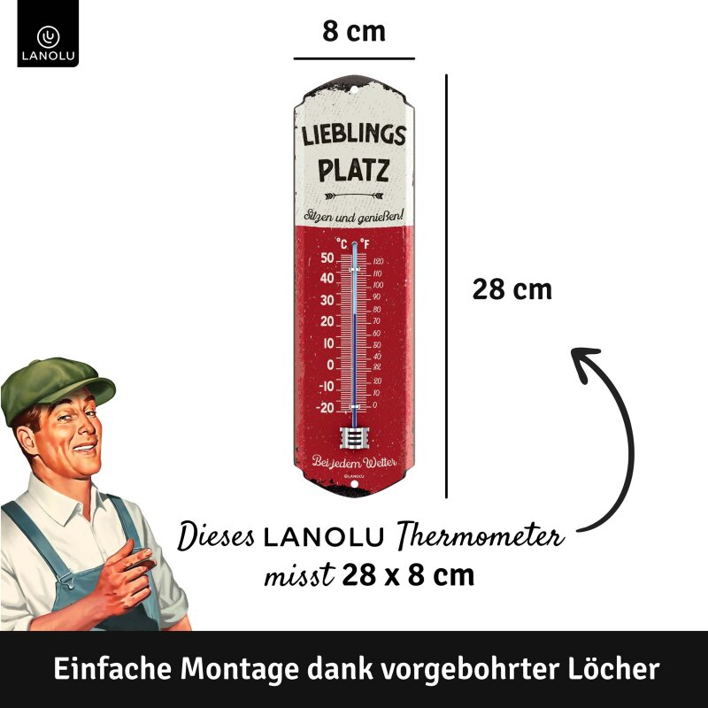Thermometer Lieblingsplatz - 28 x 8 cm