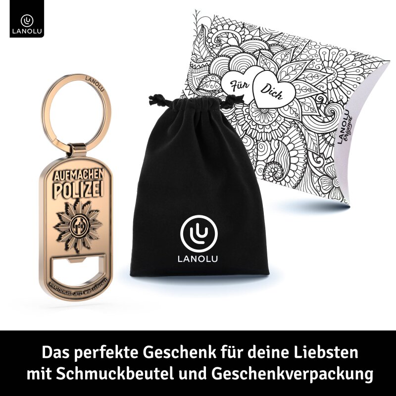 Schlüsselanhänger Polizei aufmachen - mit Flaschenöffner - 14×9 cm