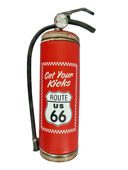 Blechschild Route 66 Feuerlöscher rot - 22x47 cm