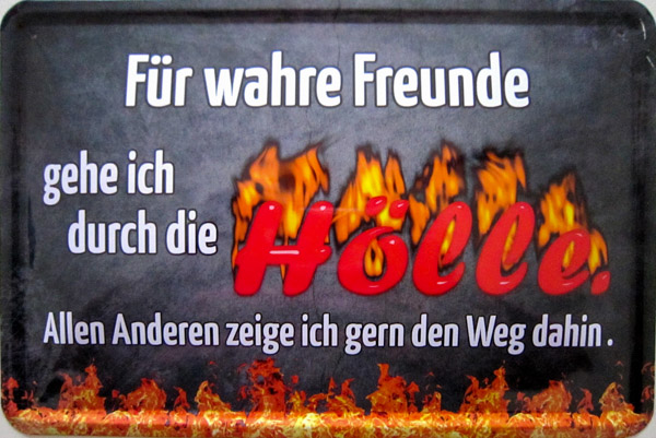 Blechschild Für wahre Freunde geh ich durch die Hölle - 20x30 cm