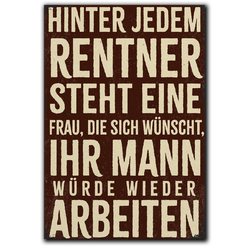 Kühlschrank-Magnet Hinter jedem Rentner steht eine Frau - 8x5,5 cm