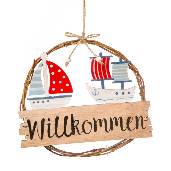 Türschild Willkommen - 16x16 cm