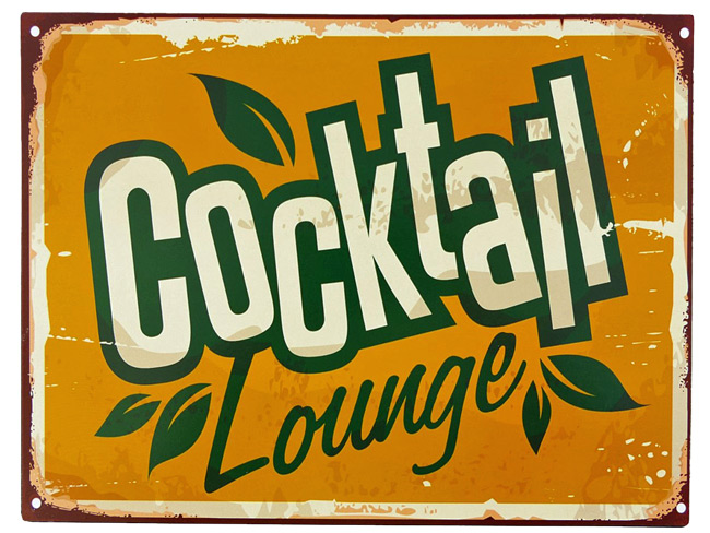 Blechschild Cocktail Lounge - 25x33 cm