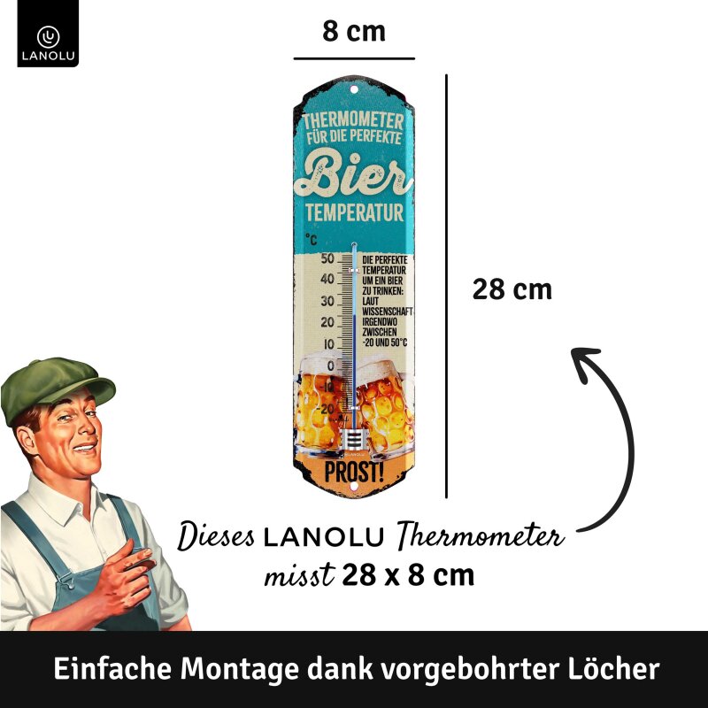 Thermometer Bier Temperatur -  28x8 cm