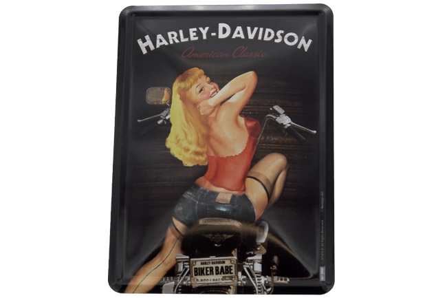 Harley-Davidson Blechpostkarte Biker Babe - Nostalgic-Art - 10x14 cm