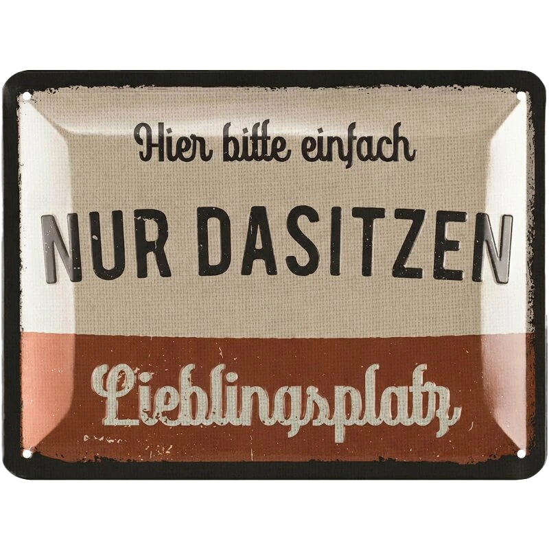 Blechschild „Lieblingsplatz – Hier bitte einfach nur dasitzen“ – Gemütliche Deko & Geschenkidee – 15x20 cm