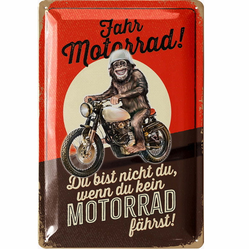 Blechschild Fahr Motorrad - 20x30 cm