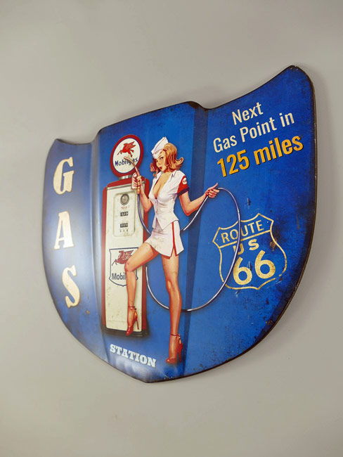 Blechschild Motorhaube Gas Station Route 66 - 40x32 cm