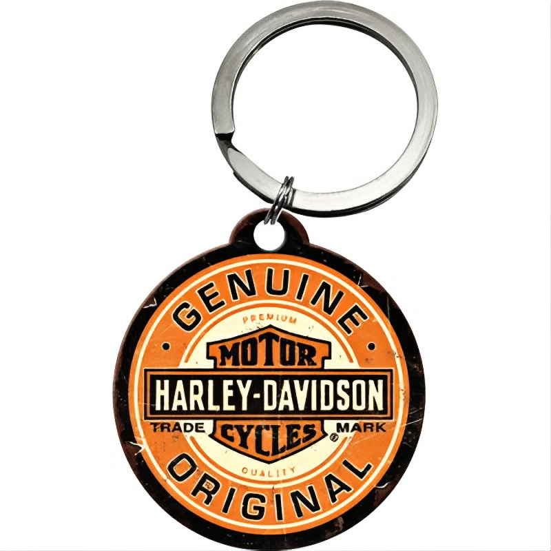 Schlüsselanhänger Harley-Davidson Genuine Original – Nostalgic-Art Edelstahl, Ø 4 cm