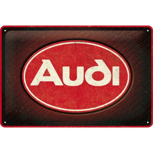 Blechschild 20x30 cm von Nostalgic‑Art mit Audi Logo Red Shine Motiv im glänzenden Design.