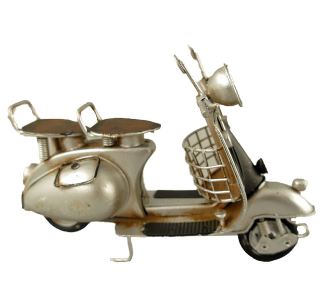 Motorroller Vespa Scooter Blechmodell silber - 17 cm