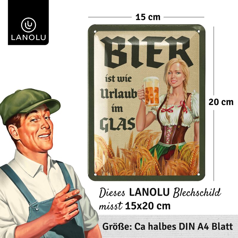 Blechschild Bier ist wie Urlaub - 15x20 cm