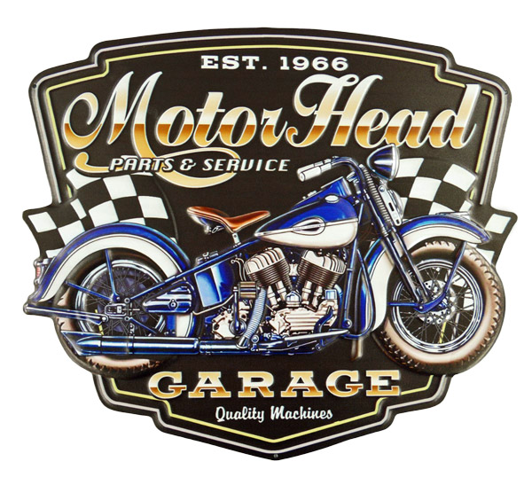 Blechschild Motor Head Biker Motorrad - 40x35 cm