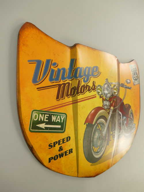 Blechschild Motorhaube Vintage Motors Route 66 - 40x32 cm