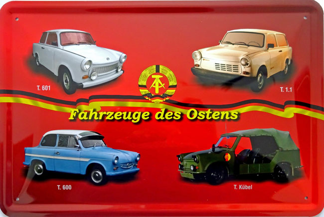 Blechschild Fahrzeuge des Ostens Trabant - 20x30 cm