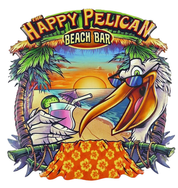Blechschild Happy Pelikan Bar - 43x45 cm