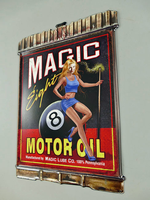 Blechschild Magic 8 Motor Oil - 29x40 cm