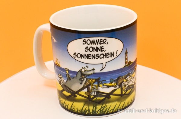 Jumbo Hösti Becher „Sommer“ mit lustigen Meerestieren im Cartoon‑Stil und fröhlichem Strandmotiv