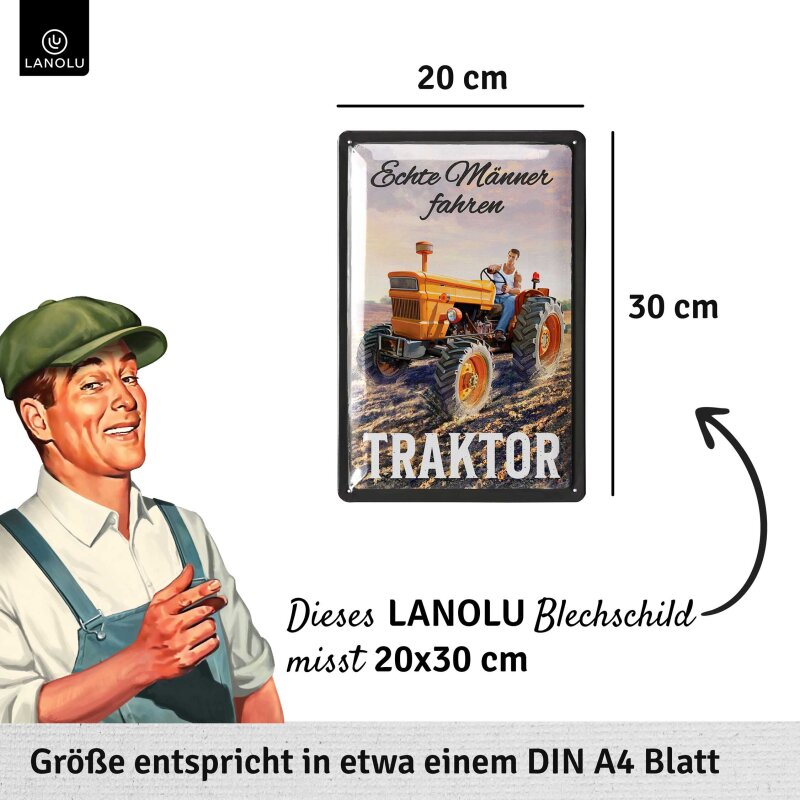 Blechschild Echte Männer fahren Traktor - 20x30 cm