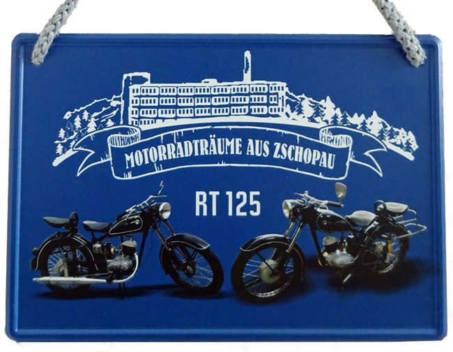 Hängeschild Motorradträume MZ RT 125 - 16,5x11,5 cm