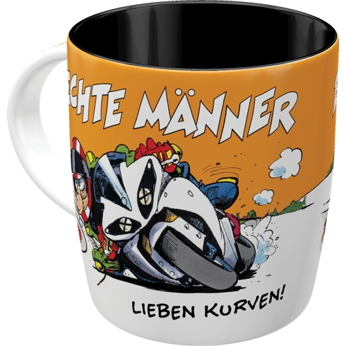 MOTOmania Tasse Echte Männer lieben Kurven - Nostalgic-Art - 8,5 x 9 cm
