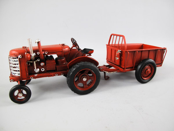 Traktor mit Anhänger Blechmodell - 32 cm