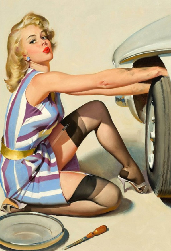 Blechschild Pin Up Girl Radwechsel - 20x30 cm