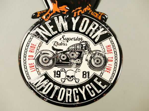 Blechschild Adler New York Motorcycle - 25x60 cm