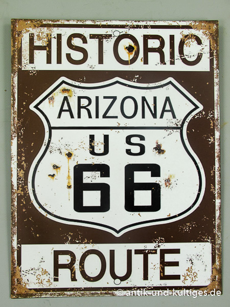 Blechschild Route 66 Historic Arizona - 25x33 cm